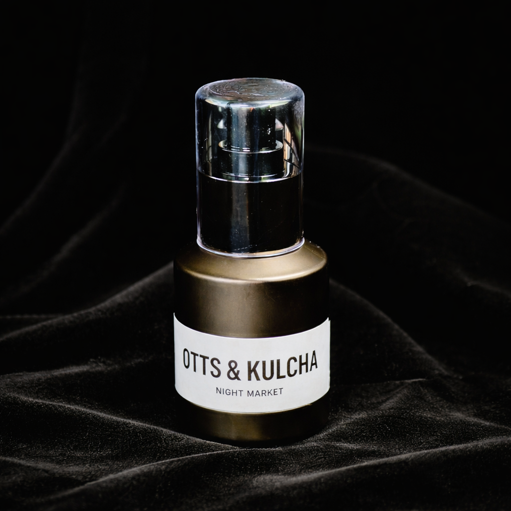 Presence Night Market Body Oil black bottle Otts & Kulcha label
